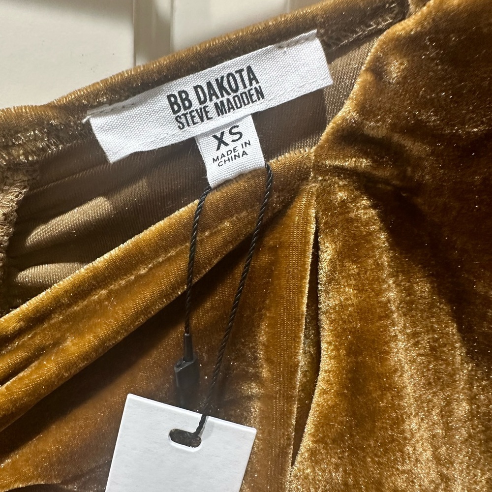 Steve Madden BB Dakota bronze velvet ruched top blouse shirt - Picture 4 of 4